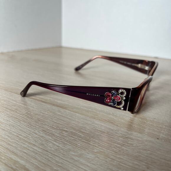 Bvlgari 466-B 822 Eyeglasses RARE! Purple Pink Flower Rhinestone 54-15-135 - Picture 4 of 9
